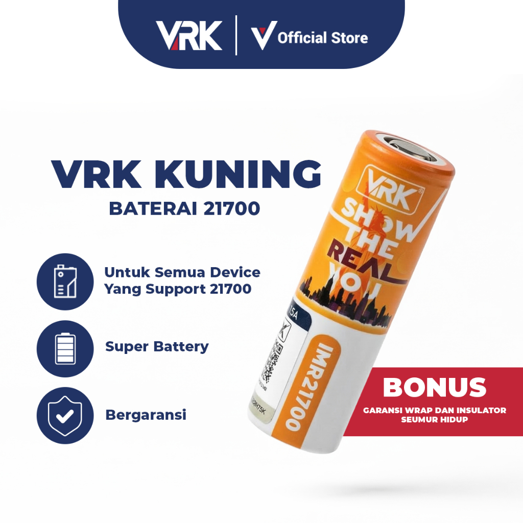 VRK 21700 3750MAH BATTERY VRK BATERAI VRK 3750MAH by VRK KUNING