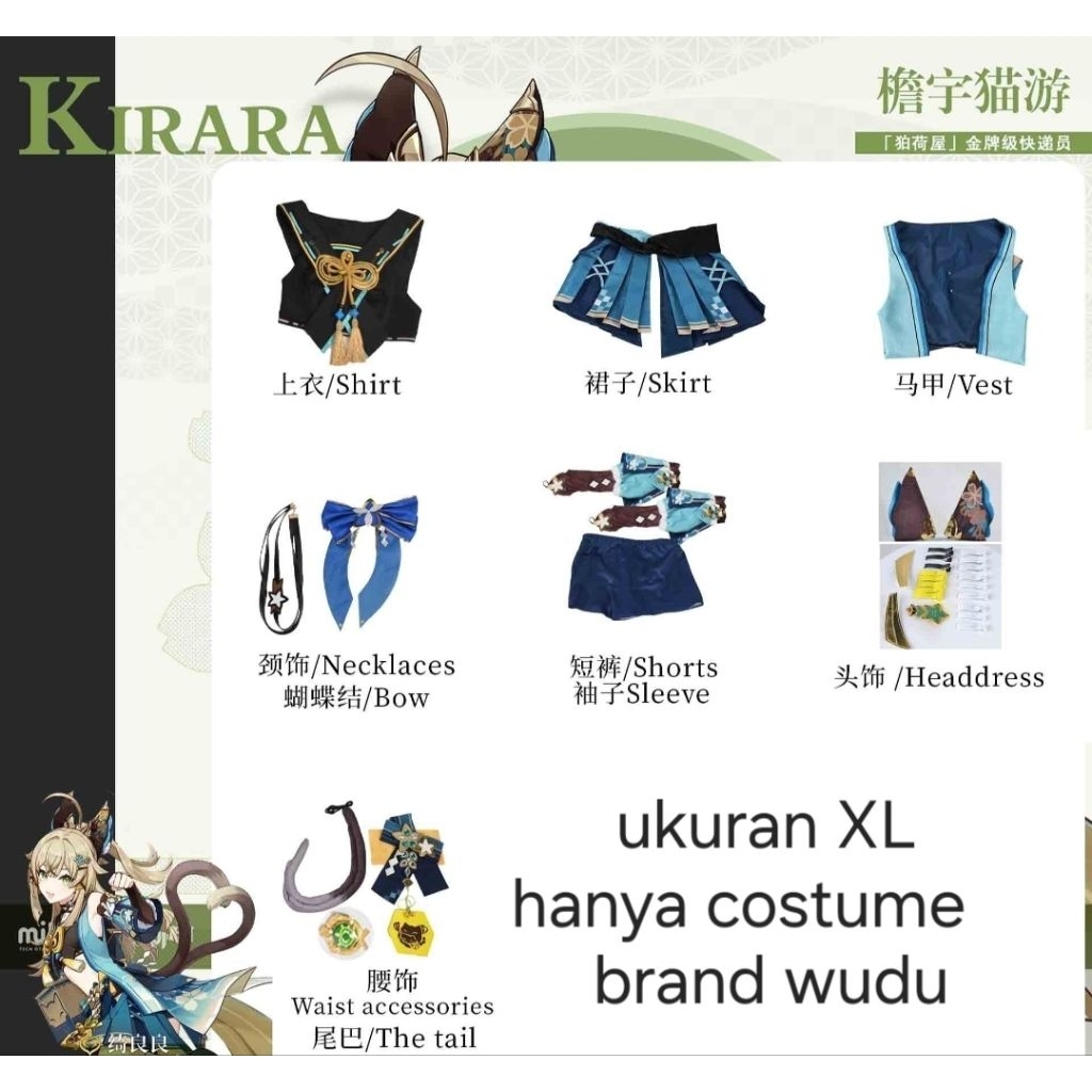 costume kirara ukuran XL(wudu)