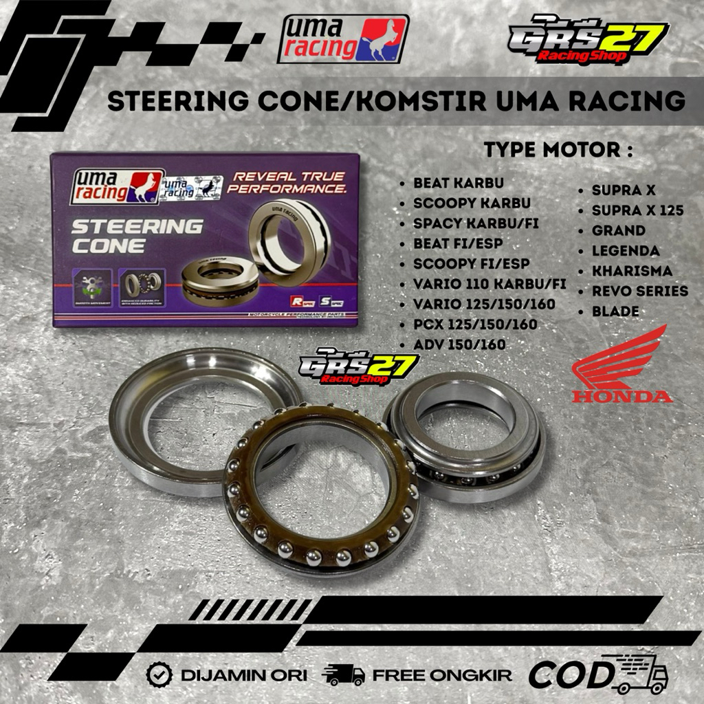 KOMSTIR STEERING CONE UMA RACING BEAT SCOOPY VARIO 125/150/160 PCX 150 ADV 150 SUPRA X GTR KHARISMA 
