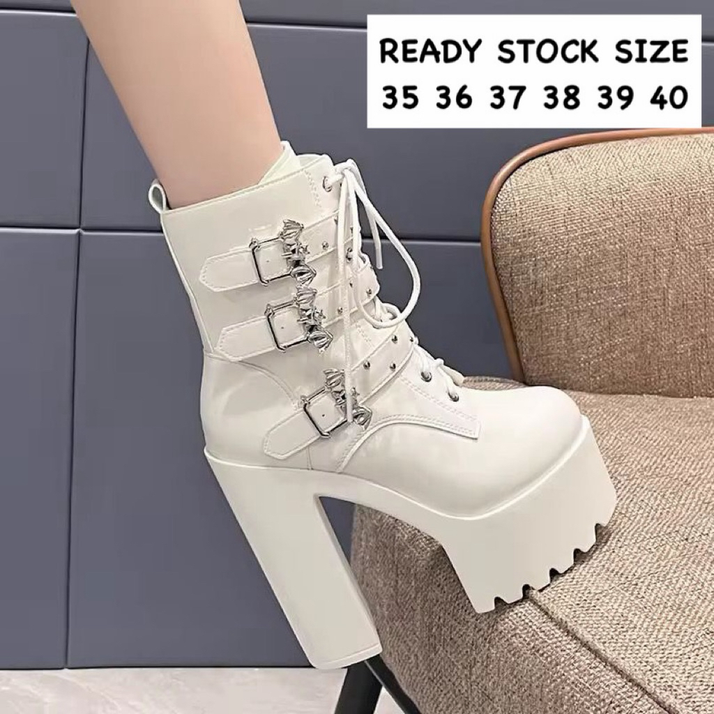 READY STOCK BOOTS IMPORT SEPATU HEELS IMPORT DJ SINGER DANCER SEPATU PREMIUM WANITA CHUNKY WOMAN BOO