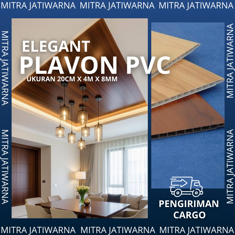 ( INSTAN ) Plafon PVC Murah Per Meter / Per Lembar - Motif kayu Elegan - doff  | mudah pasang anti l
