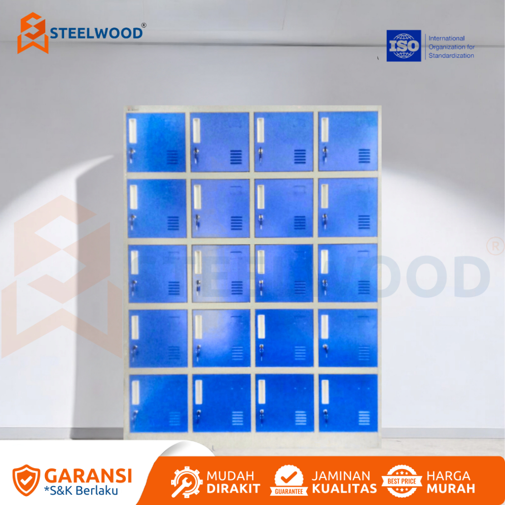 STEELWOOD || Loker Besi 20 Pintu / Loker Penyimpanan / Loker Big Size / Loker Helm Full Face / Loker