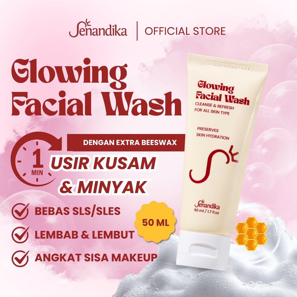 Senandika Glowing Facial Wash 50 ml Glycerine Gentle Cleanser brightening BPOM skincare sabun muka