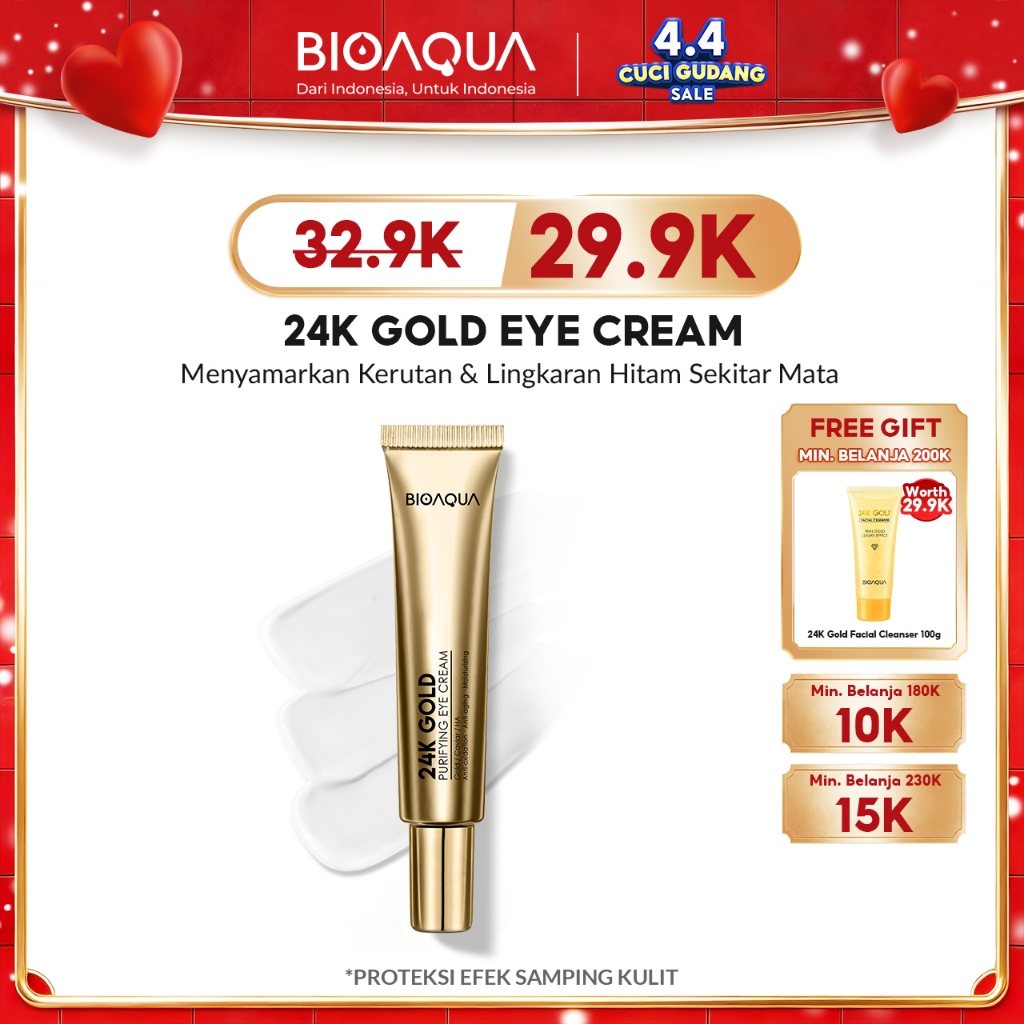BIOAQUA 24K Gold Purifying Eye Cream Eye Serum Moisturizing Serum Mata Panda 15g to Mengurangi Garis