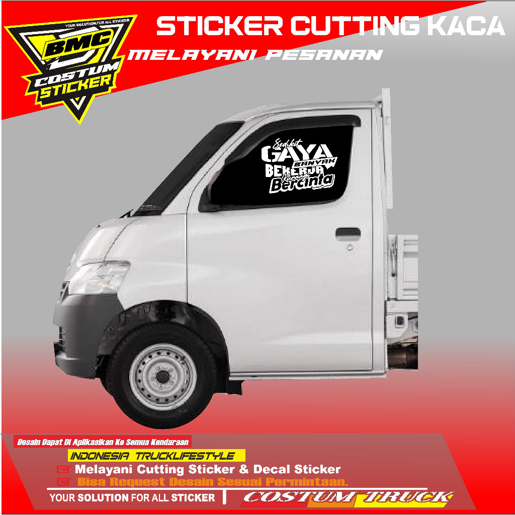 bmc decal sticker cutting kaca samping mobil pickup bhan nyala dalam gelap