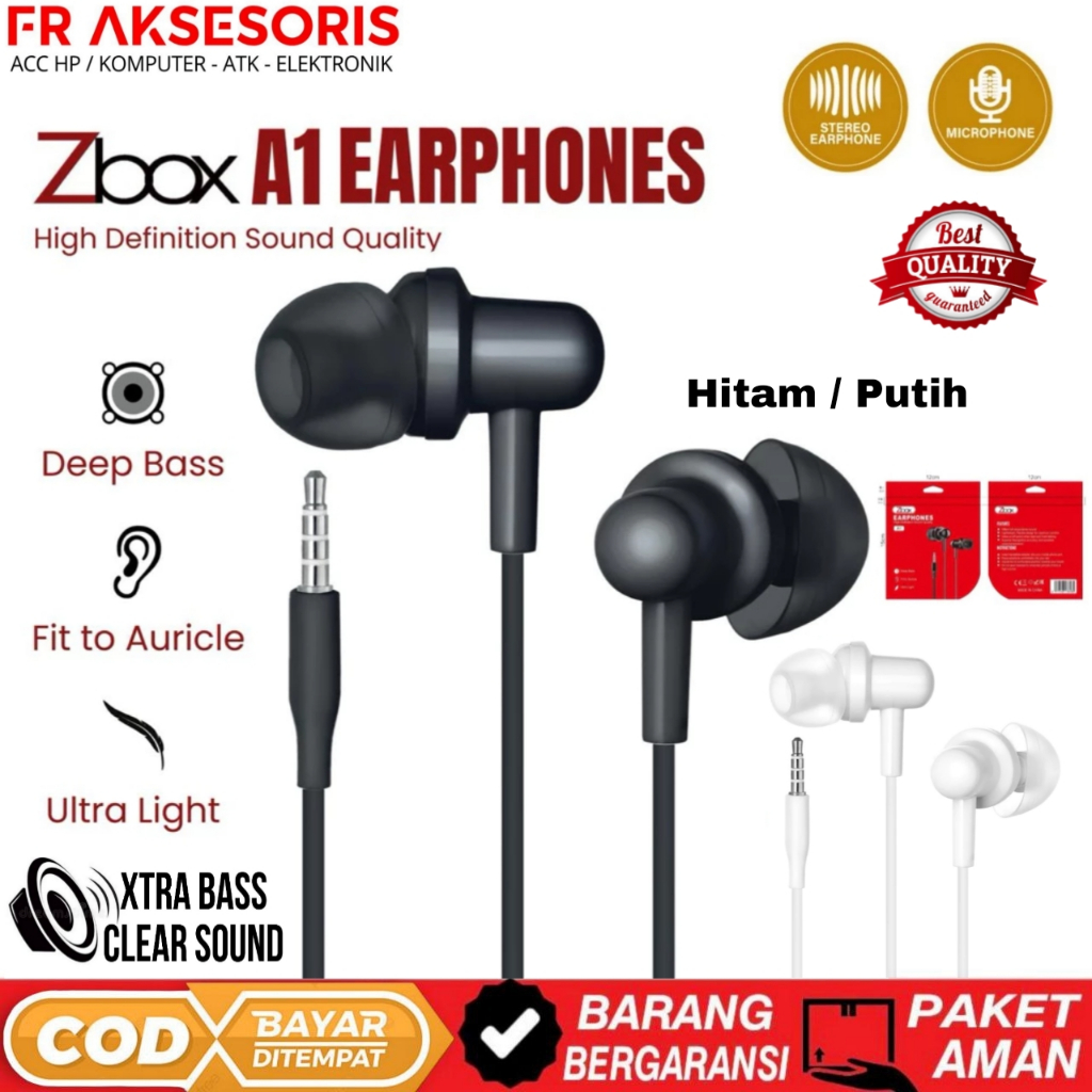 Headset Zbox A1 Super Bass mic Audio headset kabel Zbox A1 Earphone Zbox HD sound Quality