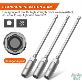 3PCS Adaptor Socket Mata Kunci Shock Format Hexagonal Ukuran 8mm 10mm 12mm Panjang, Bisa Untuk Buka 