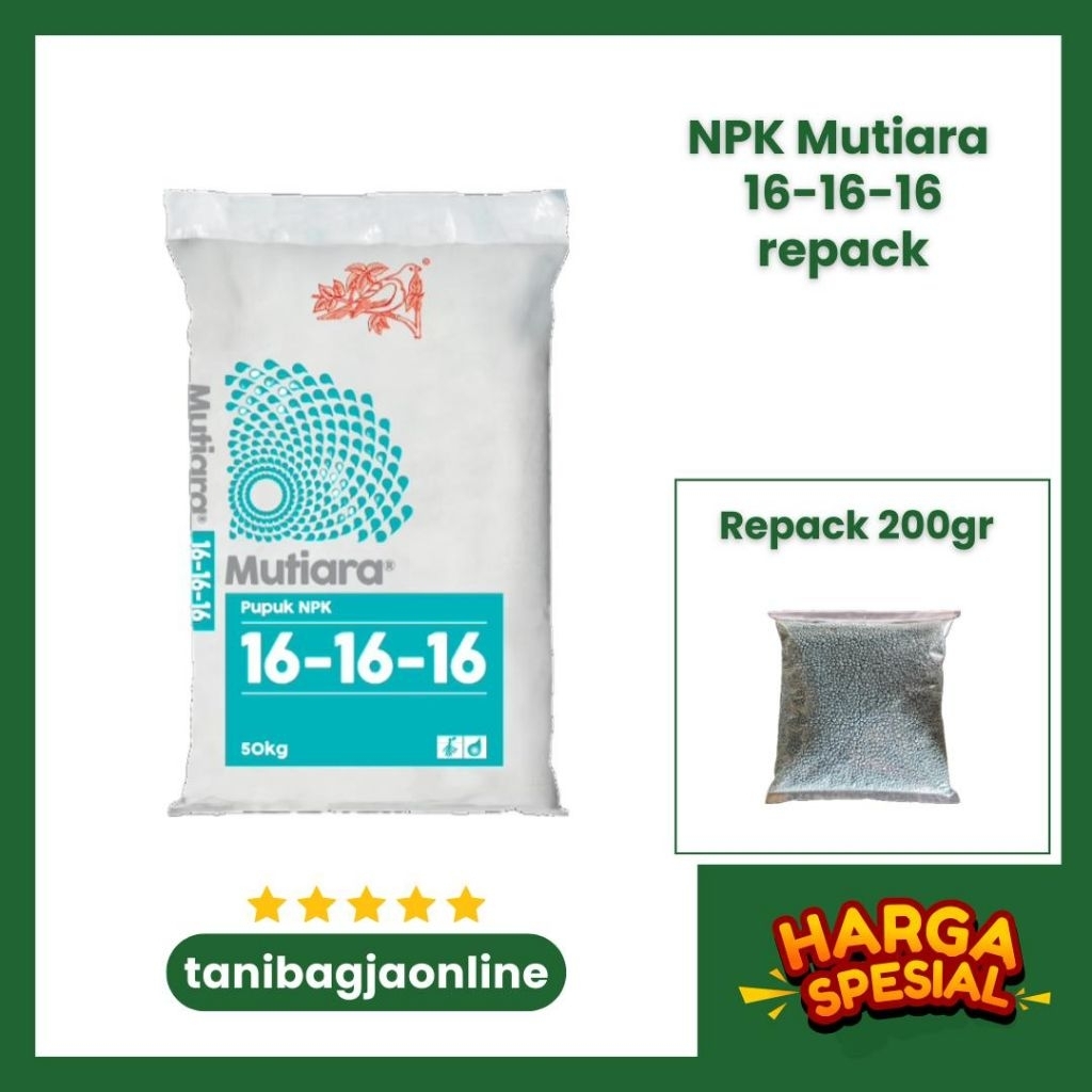NPK MUTIARA 16-16-16 200 gr REPACK | PUPUK TANAMAN | pupuk buah pupuk daun pupuk pertanian