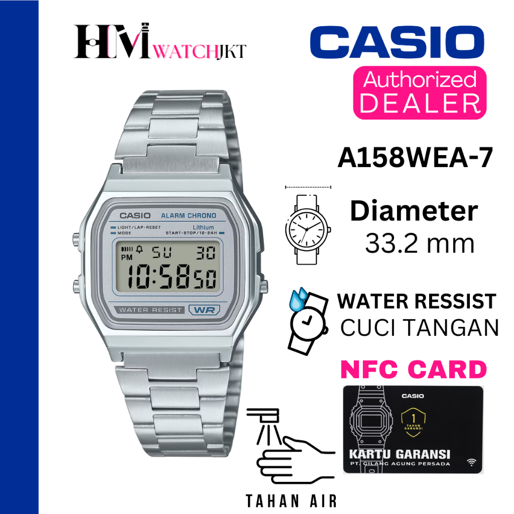 CASIO A158WEA-7DF Jam Tangan Unisex Original Digital Antiair A158WEA-7 A158