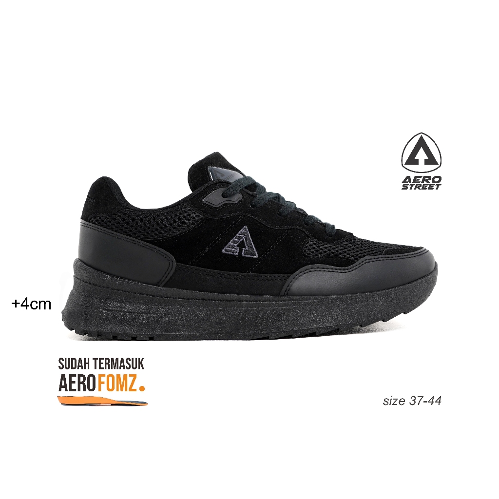 Aerostreet 37-44 Ortiz Hitam Hitam Hitam - Sepatu Sneakers Casual