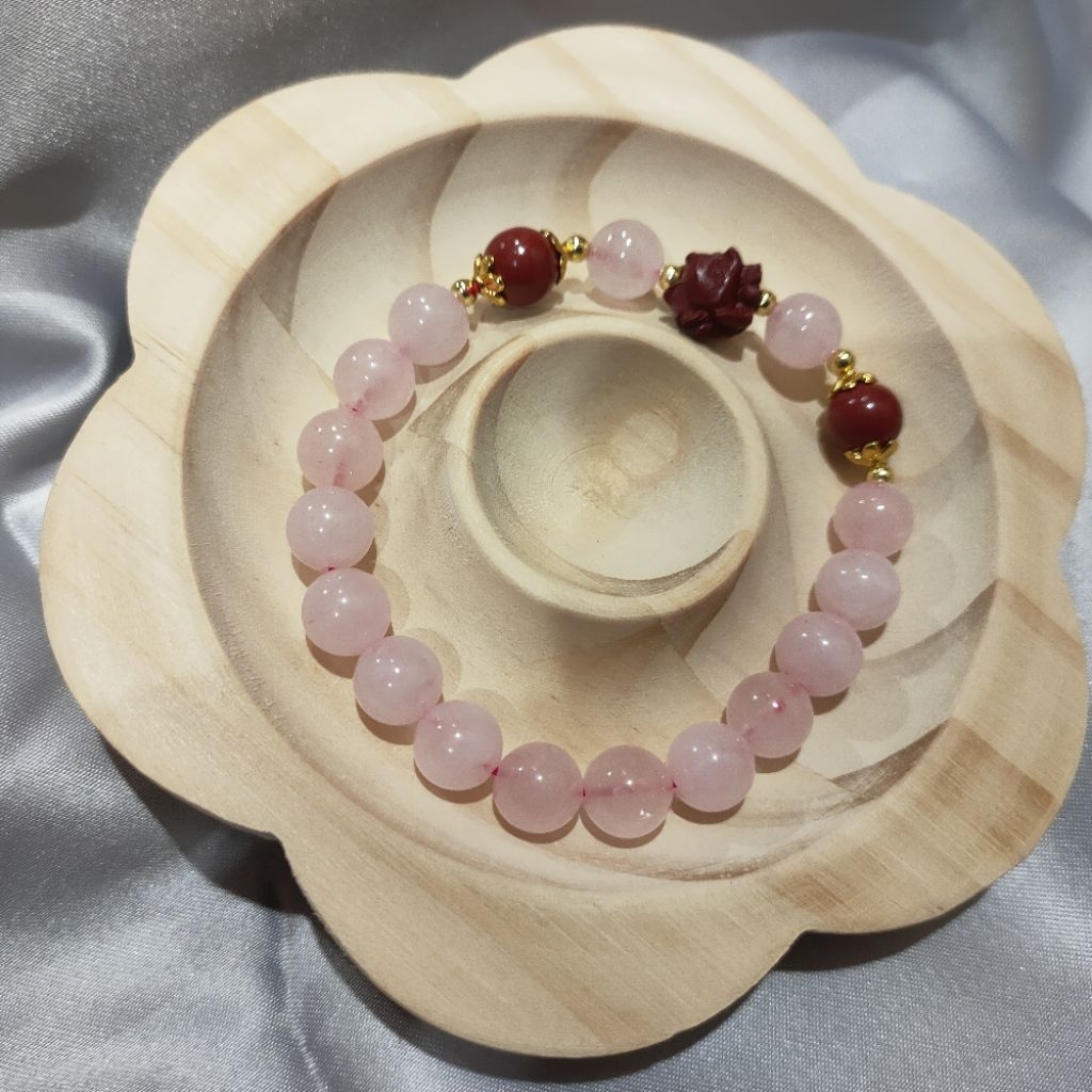 Gelang Rosequartz Cinabar