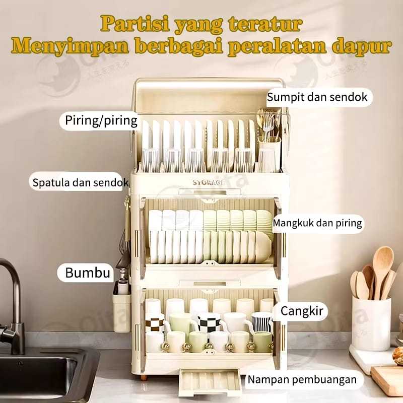 Rak Piring Plastik Tertutup Rak Piring Plastik 1,2 dan 4 Susun Rak Piring Serbaguna minimalis