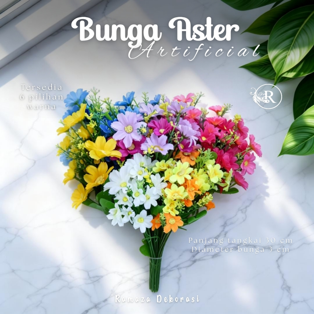 BUNGA ASTER MINI/ BUNGA ASTER DEKORASI MINI/ BUNGA ASTER IMITASI PLASTIK