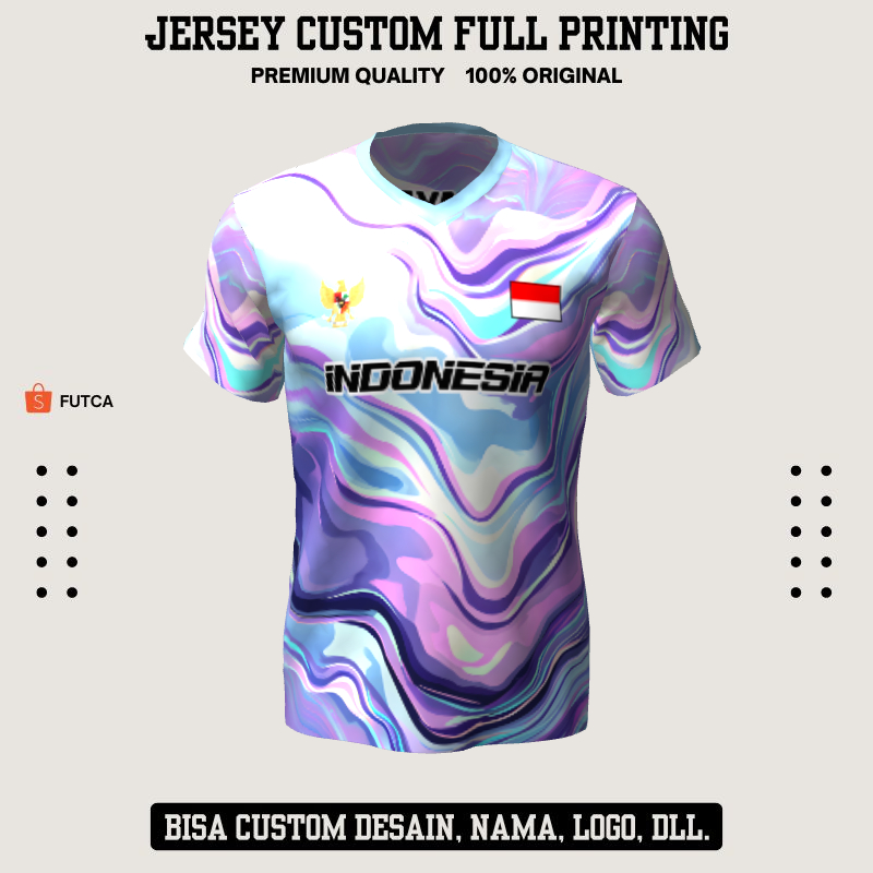 Kaos Jersey Futsal Ungu Biru Motif Liquid 614
