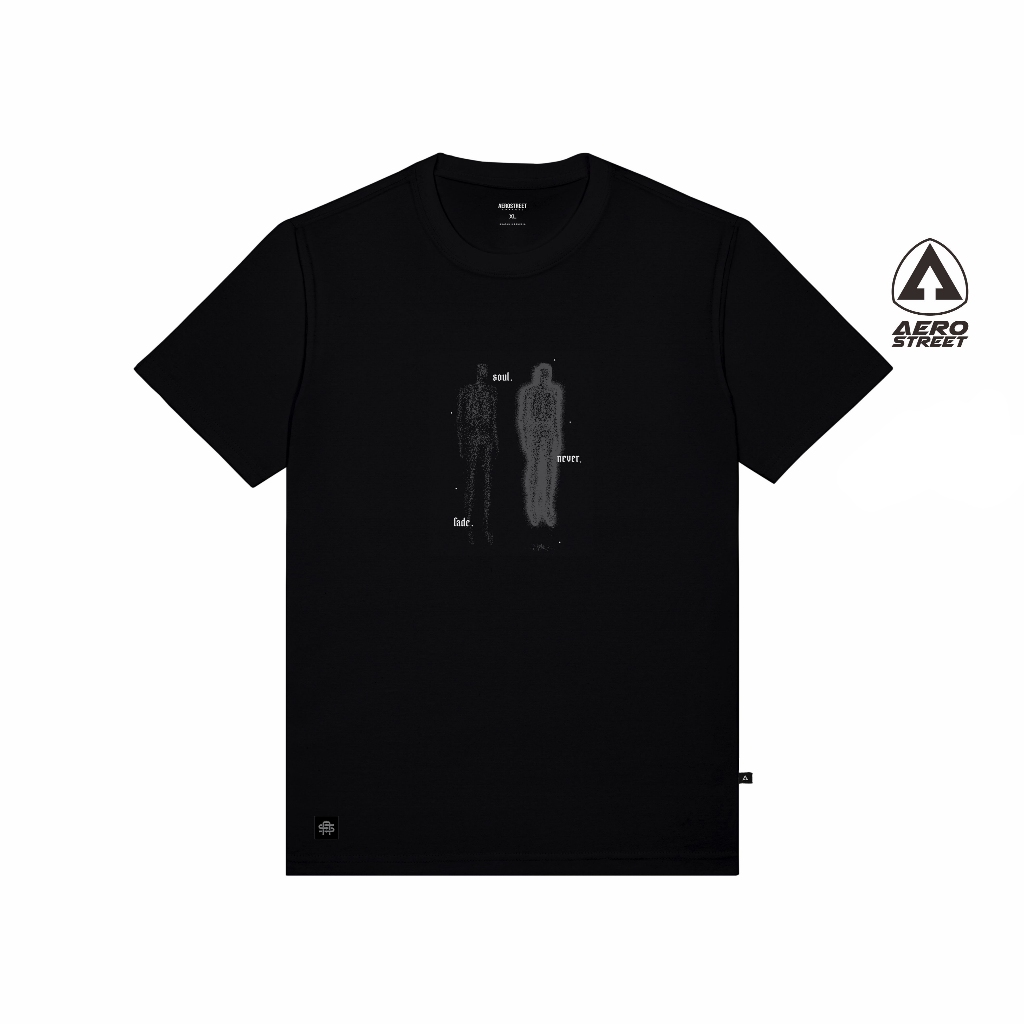 Aerostreet Soul Fade Never Kaos Pria Hitam T-shirt Cowok Men Casual Cotton Combed Adem Tidak Panas