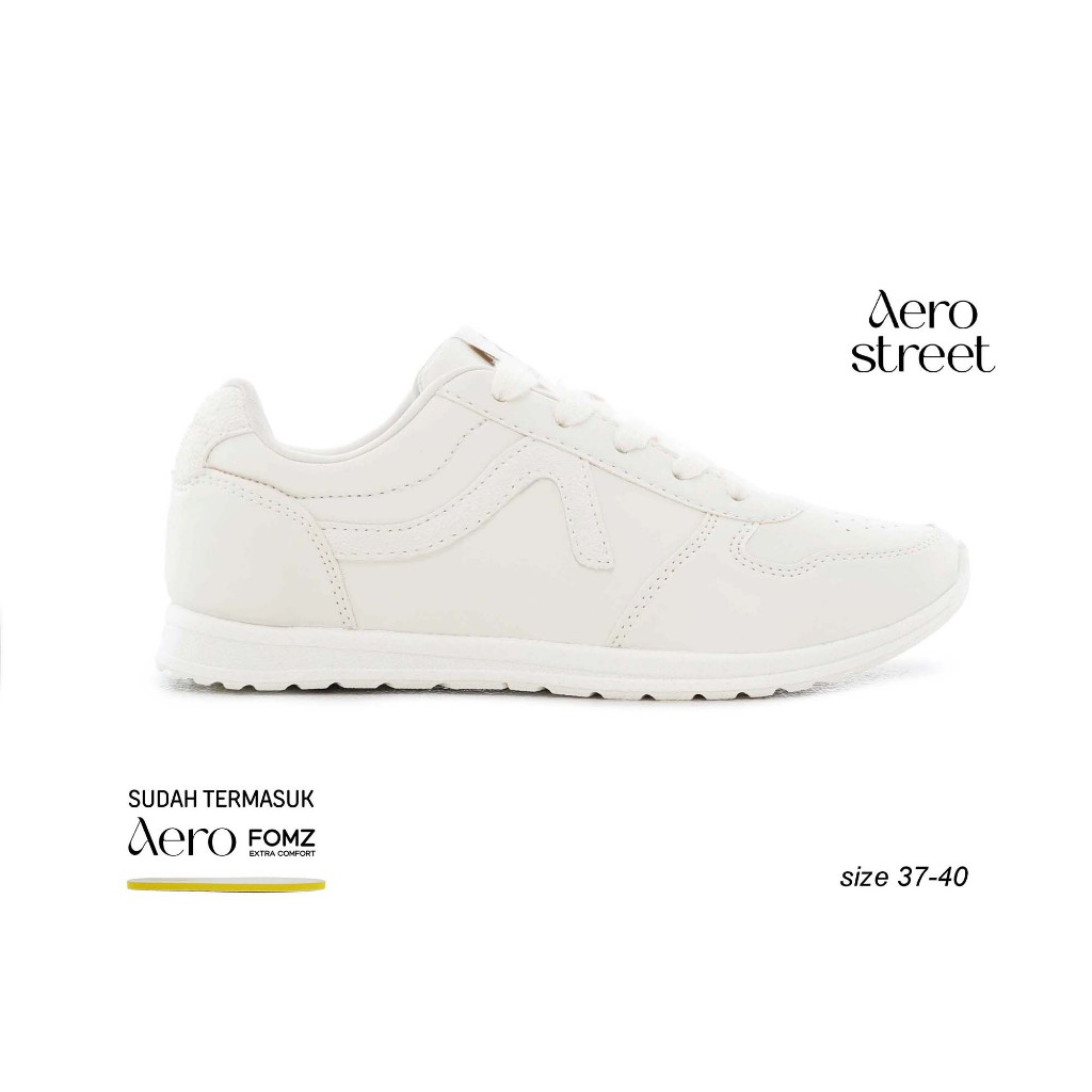 Aerostreet Almond Sneakers Wanita Natural/Natural Sepatu Cewek Women Casual Sporty Ringan Empuk