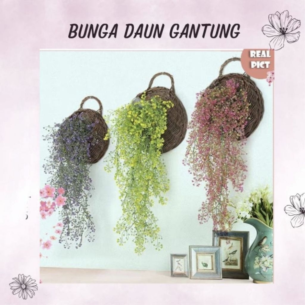 BUNGA GANTUNG DINDING DAUN JUNTAI HIASAN RUMAH  BUNGA JUNTAI