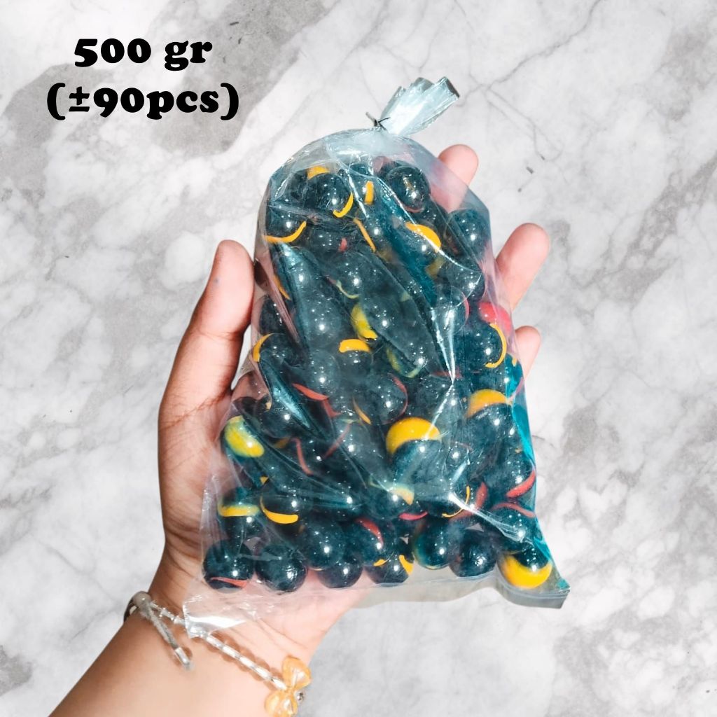 500 gr Mainan Jadul Kelereng Motif Keramik Corak