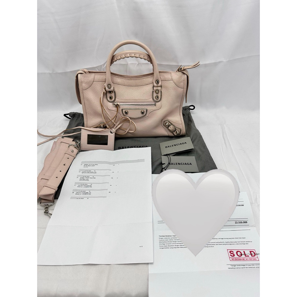 Balenciaga bag preloved small baby pink (rare color) original 100%