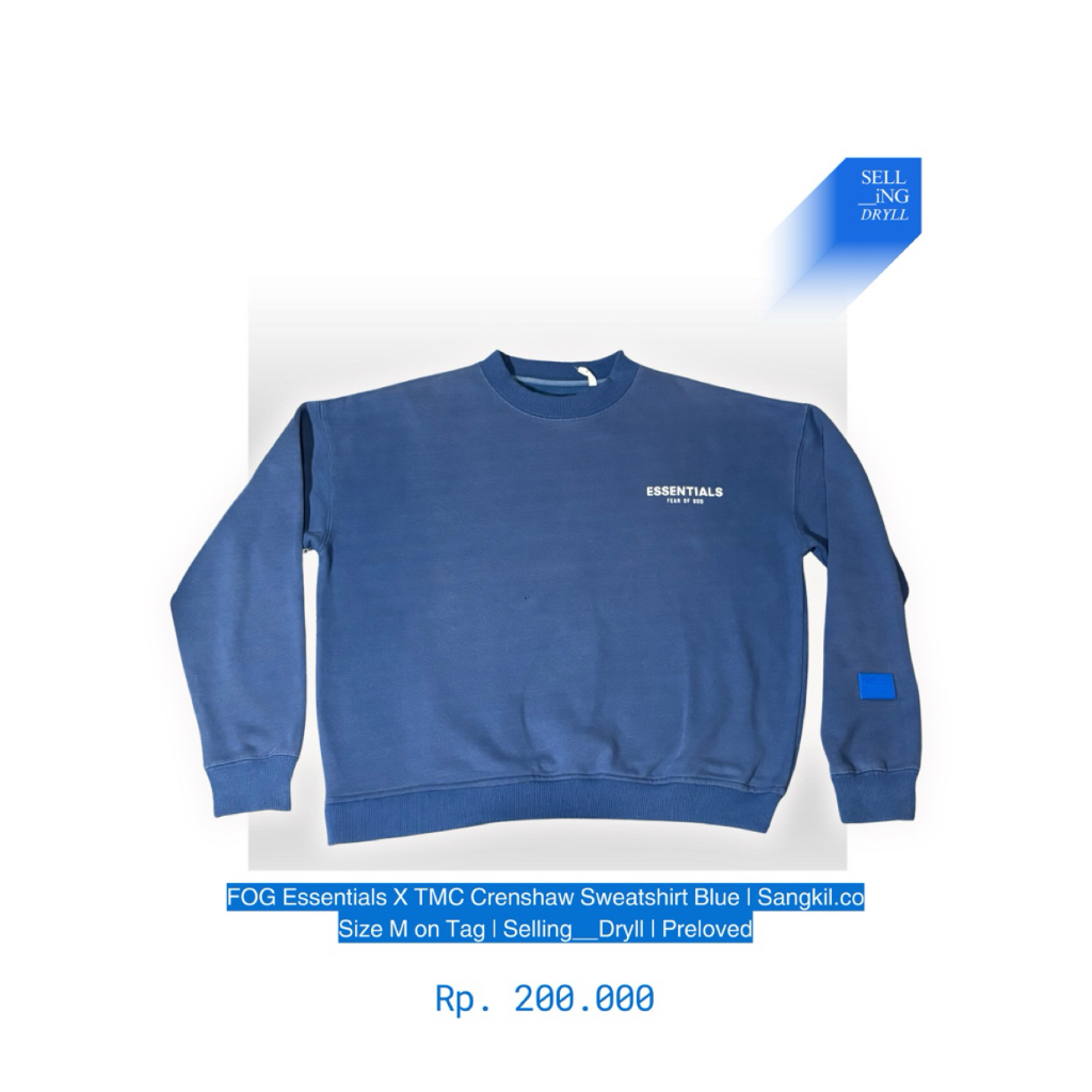 FOG Essentials X TMC Crenshaw Sweatshirt Blue | Sangkilco | Size M on Tag | Selling__Dryll | Prelove