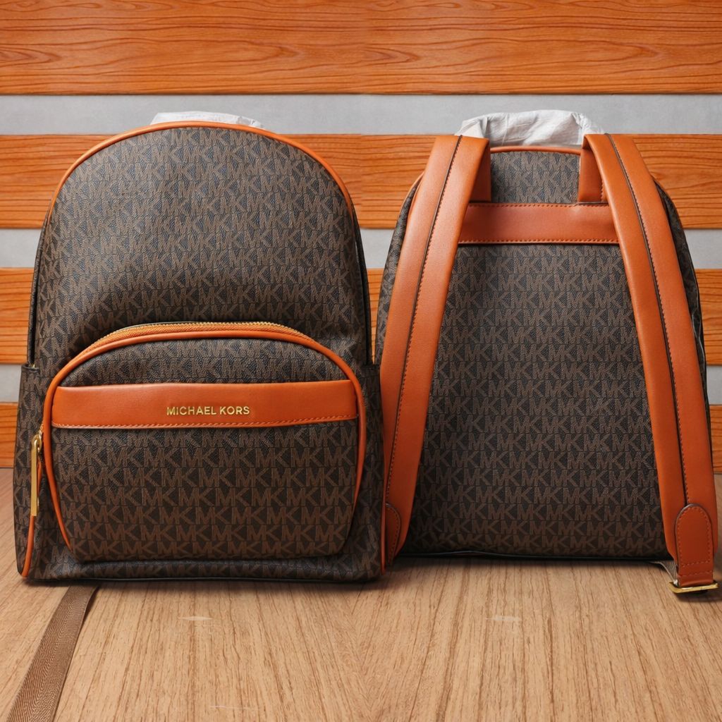 Tas Ransel Wanita Brown MK Backpack Branded Premium Kulit PU Elegant Fashion Bag