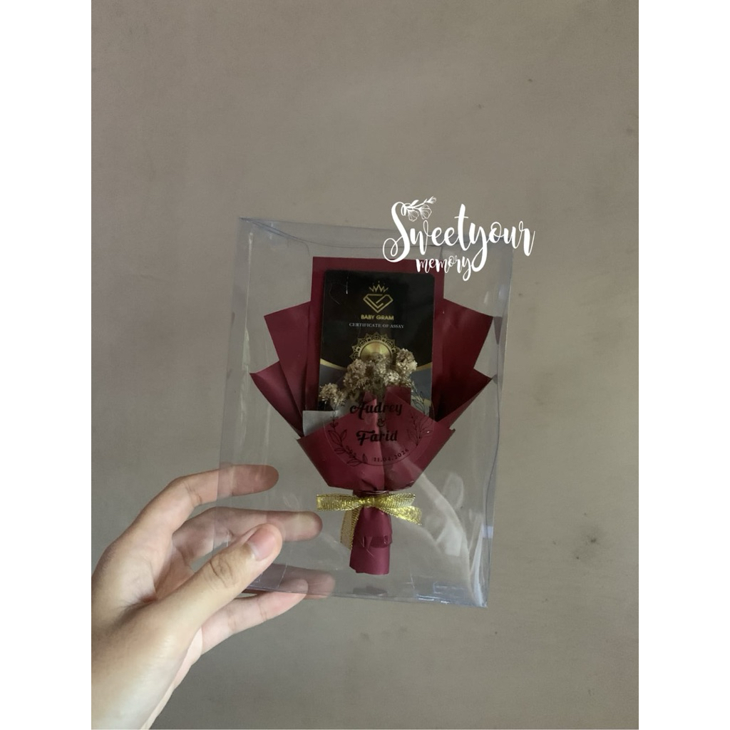 Black Baby Gold Mini Bouquet Souvenir | Souvenir Pernikahan | Souvenir Baby Born | Souvenir Mini Buk