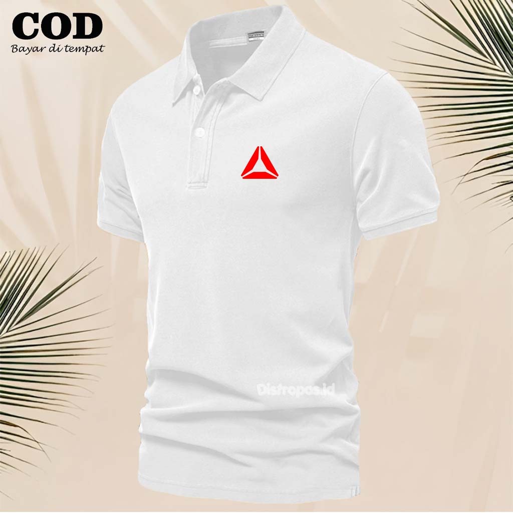TSHIRT -kaos POLO Lengan pendek populer- Kaos POLO Logo Reebok Text Merah pria Keren-Polo shirt men-