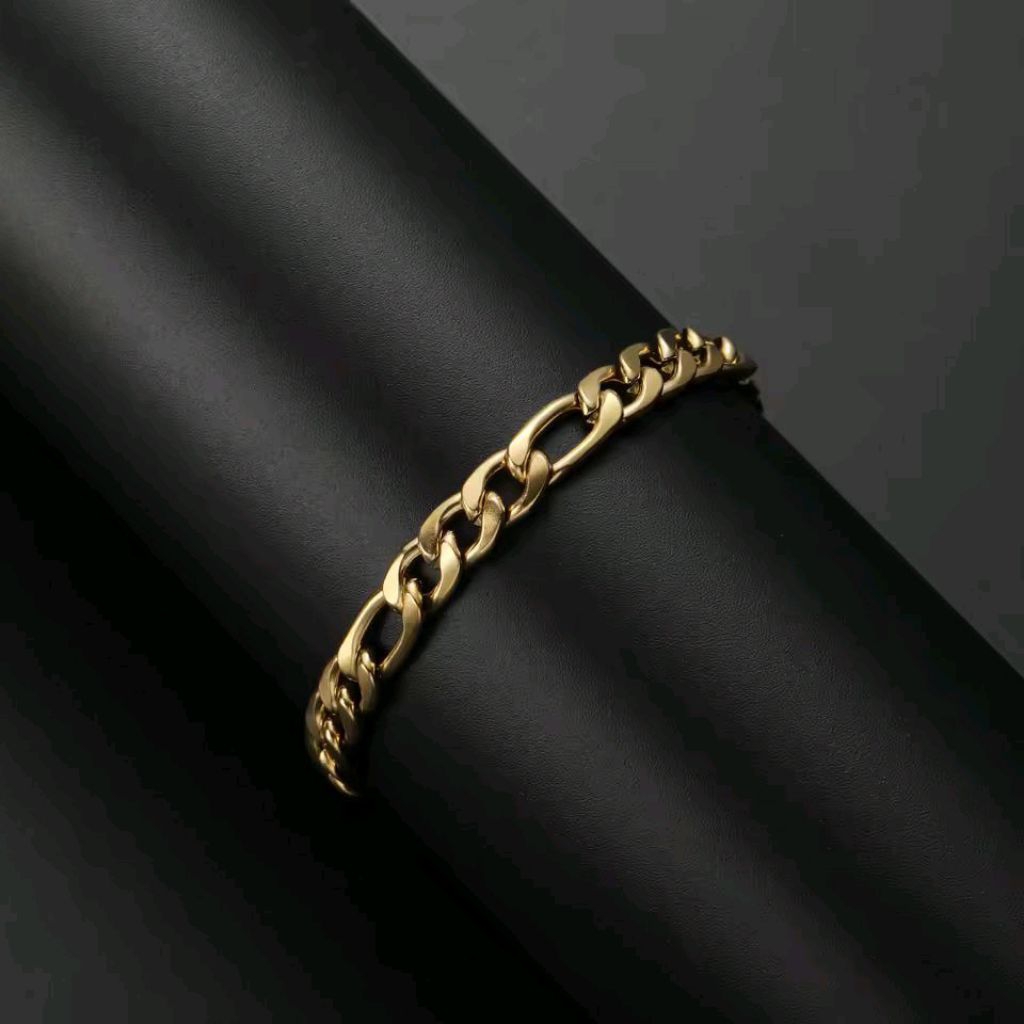 GELANG RANTAI TITANIUM ANTI LUNTUR TERBARU/GELANG RANTAI GOLD WANITA PRIA ANTI KARAT