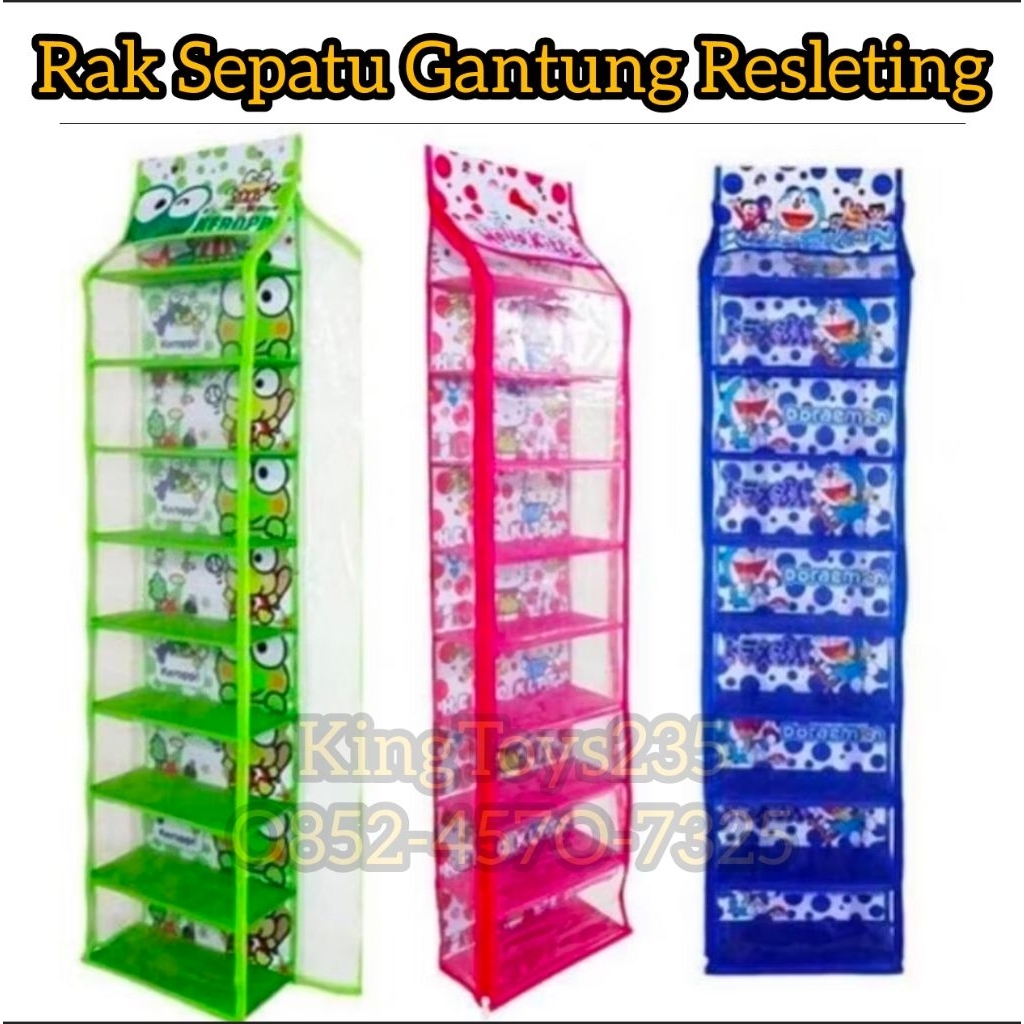Rak Gantung Resleting Sepatu Serba Guna Pajangan Susun Tempat Sendal Barang Kado Pontianak