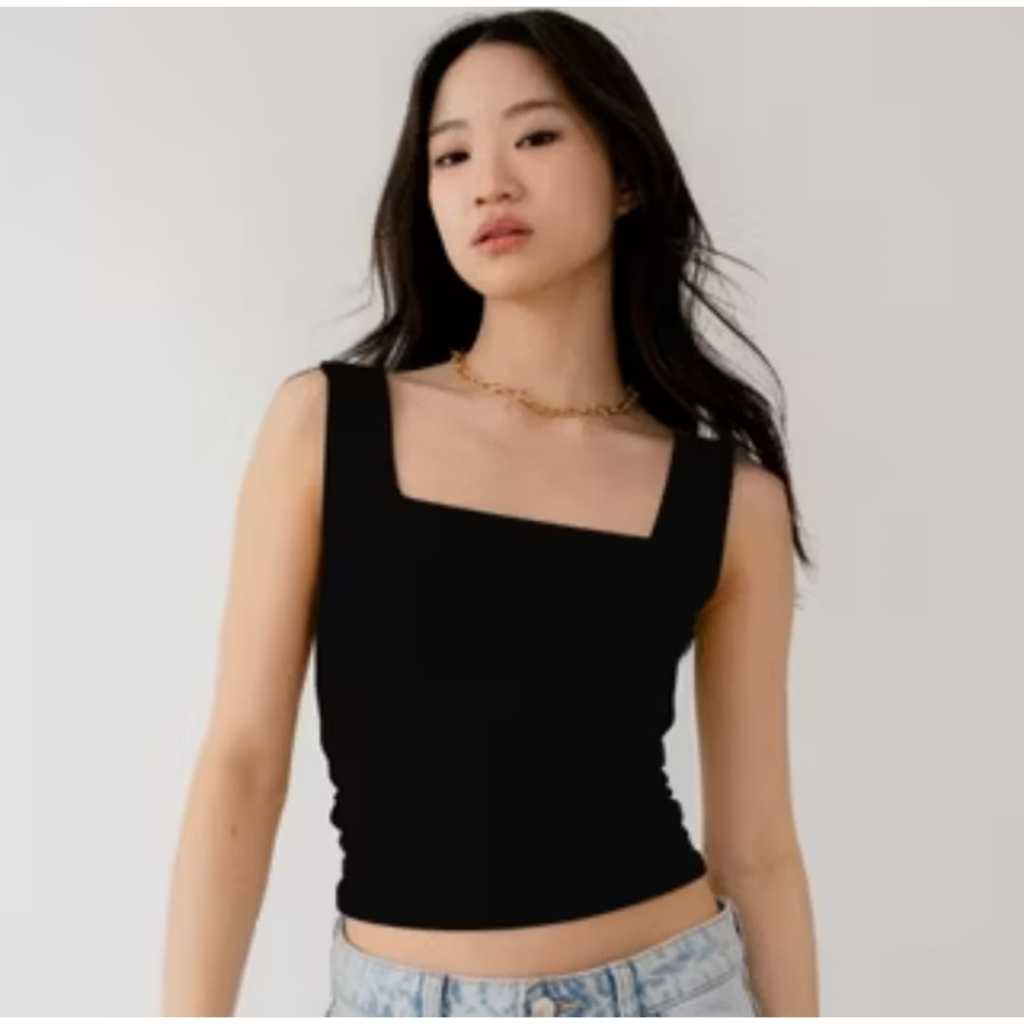 Julee Tanktop Square Tank Top Square Tanktop Crop Double Layer Jersey Baju Atasan Wanita Crop Top