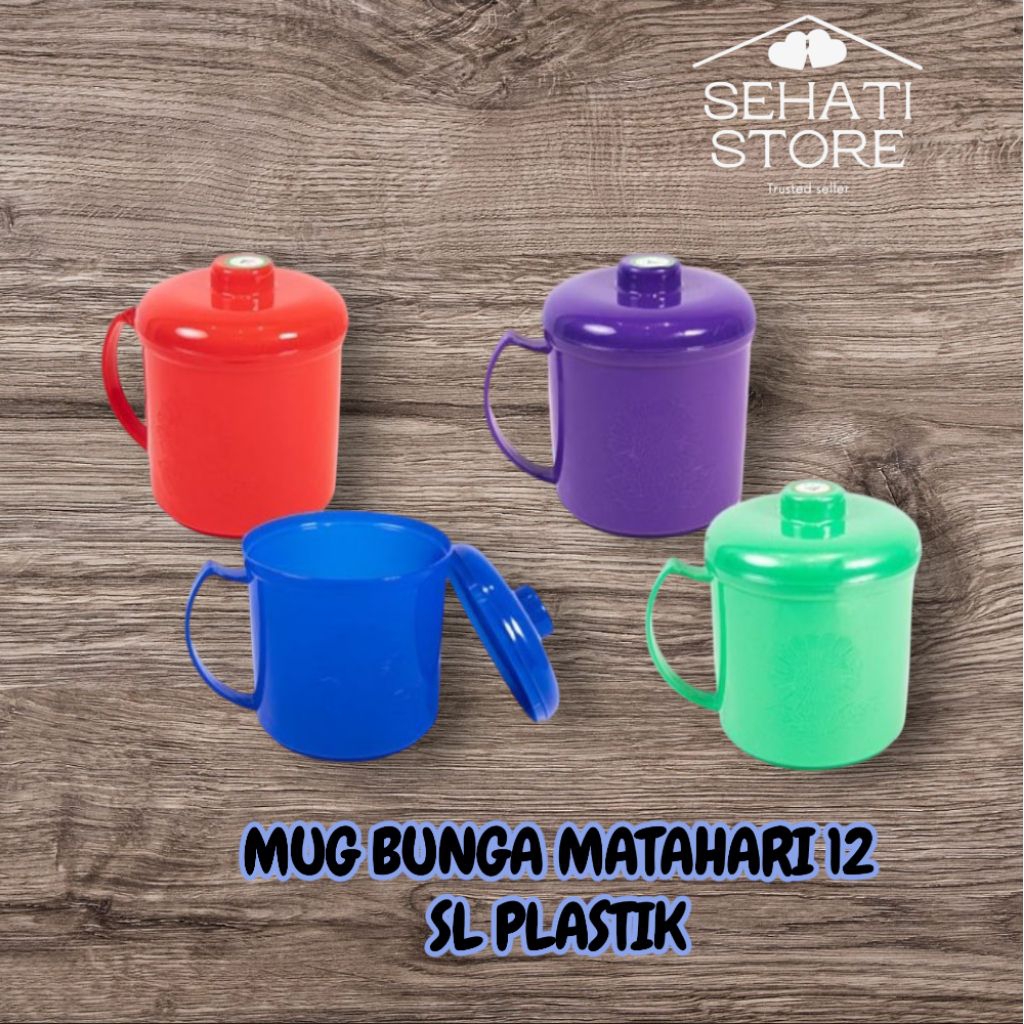MUG PLASTIK DX MATAHARI/MUG TUTUP PLASTIK
