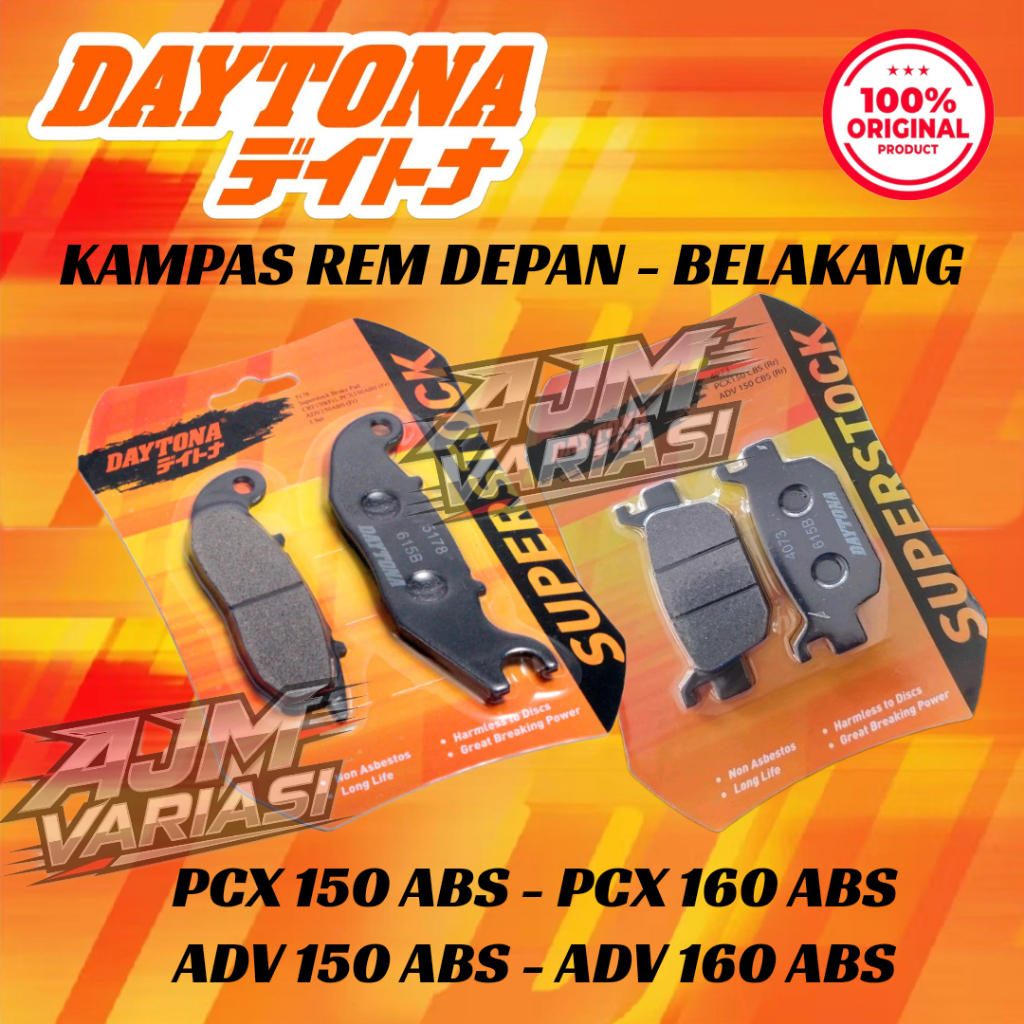 Paket Kampas Rem Depan Belakang DAYTONA ADV 150 ABS, ADV 160 ABS, PCX 150 ABS, PCX 160 ABS