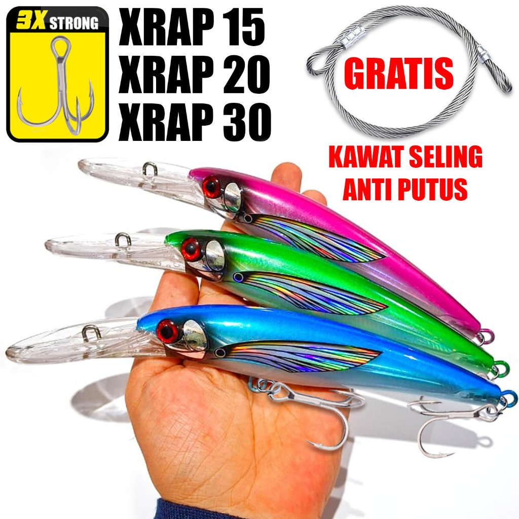 Umpan Pancing Trolling Bahan ABS Minnow Casting Tenggiri GT Marlin Kawat Seling Anti Putus