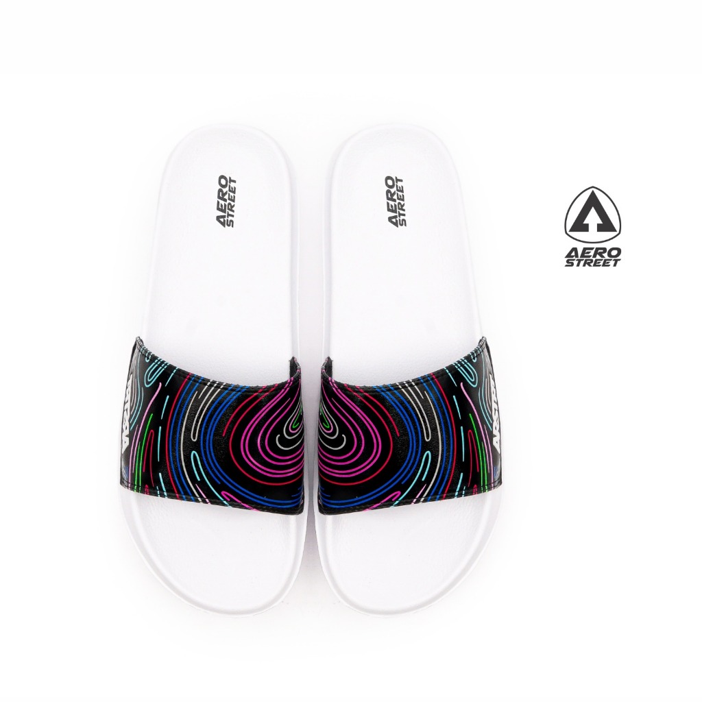 Aerostreet 39-44 Volt Putih Hitam - Sandal Sendal Selop Slip On Casual Pria Wanita Aero Street 22ABA