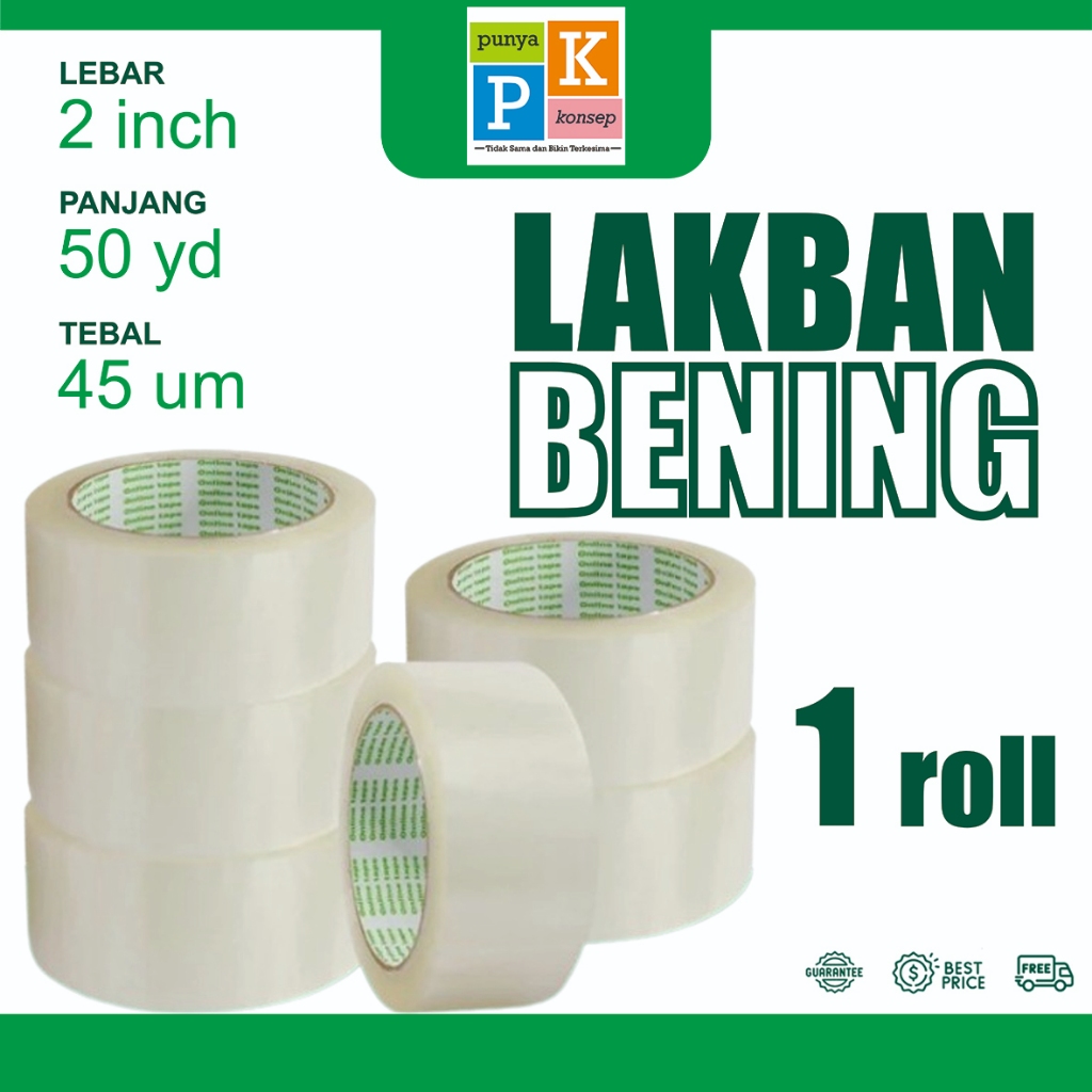 [LAKBAN BENING] Lakban Bening Tebal Elastis Plakban | Isolasi | Solatip | Lakban Bening Packing ATK 