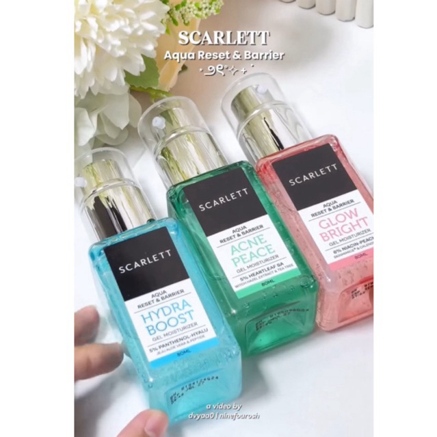 scarlett aqua reset barrier moisturizer pink hijau biru | preloved makeup & skincare by deviya