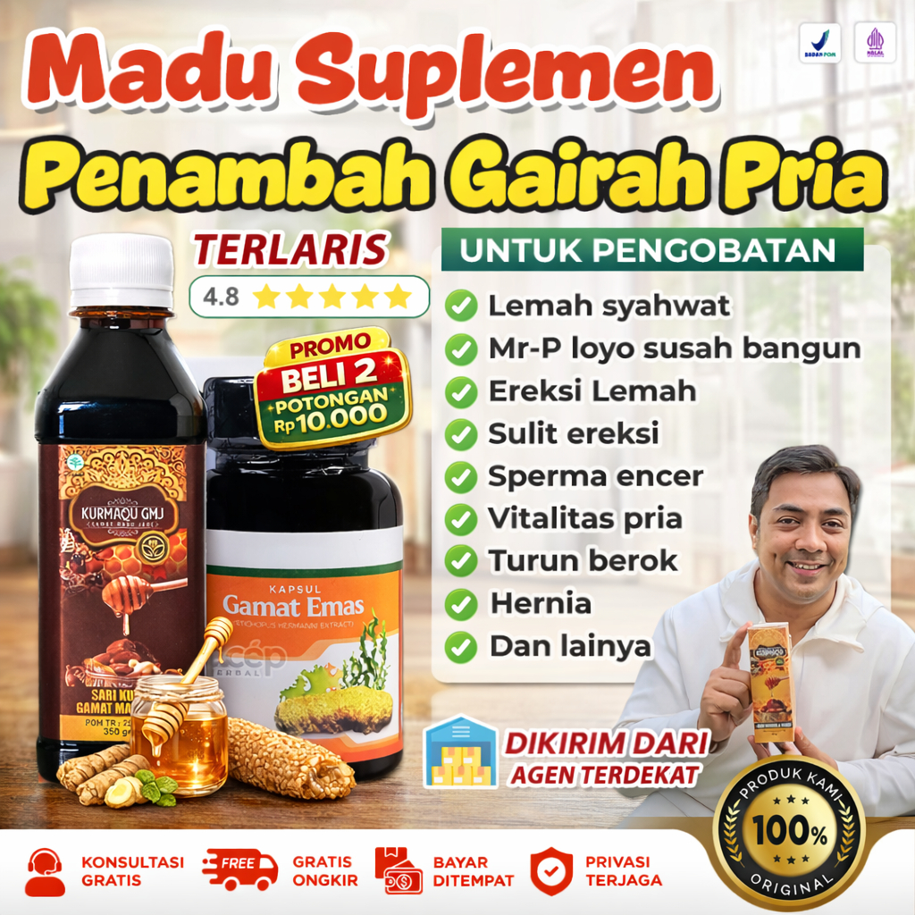 Madu Kurmaqu GMJ dan Kapsul Gamat Emas Suplemen Kesehatan Untuk Penambah Gairah Lemah Sawat Mr-P Loy