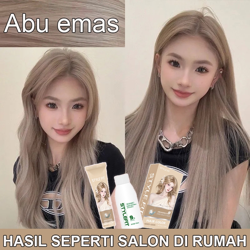 STYLE FIT abu emas hair colour creamKrim pewarna rambut bebas aditif 200ML herbal Warna tertrendi pi