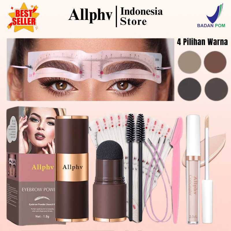 ALLPHV Eyebrow Powder Waterproof Cetakan Alis Pencetak Alis GRATIS 12 Cetak Alis Tempel