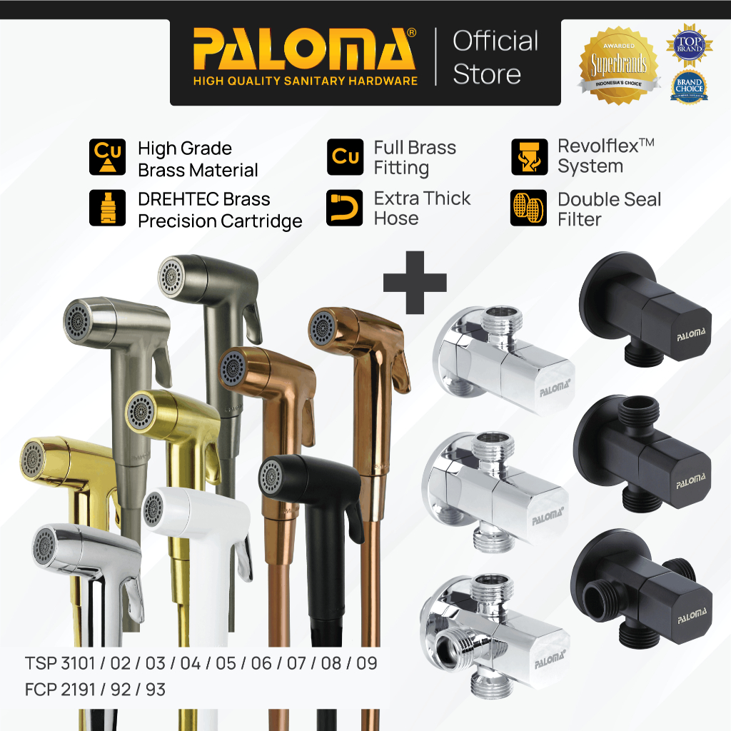 PALOMA Paket Toilet Shower Jet Washer Jet Shower Bidet Spray Cebok Kloset Closet WC Keran Stop 1 2 3