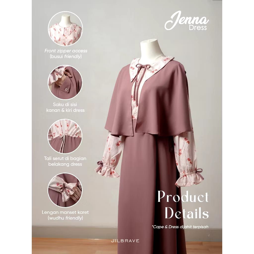 Jenna dress original jilbrave -Gamis wanita terkini - baju gamis wanita terbaru