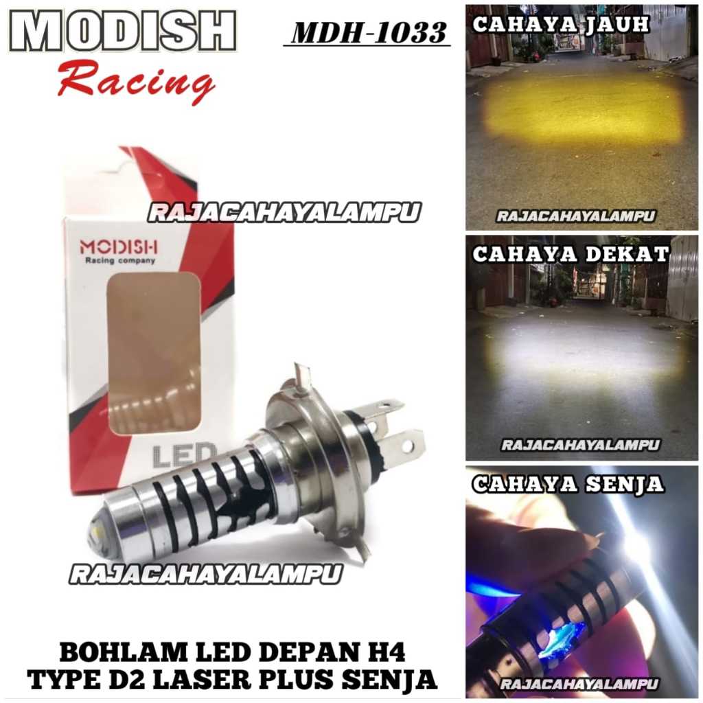 Bohlam Led Laser H4 Lampu Depan Led Laser Hi Low Laser Plus Senja Biru Universal Motor Mobil