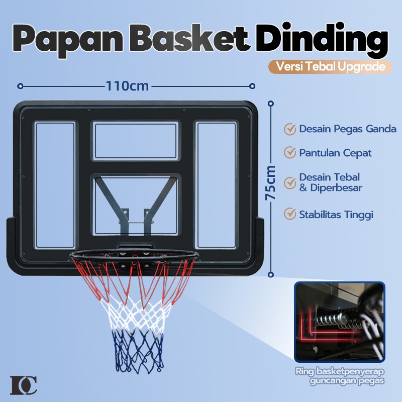 Ring Bola Basket Standar 45cm Diameter Ring Net Ring Basket 12 Loop Papan Basket Portable Dewasa Ana