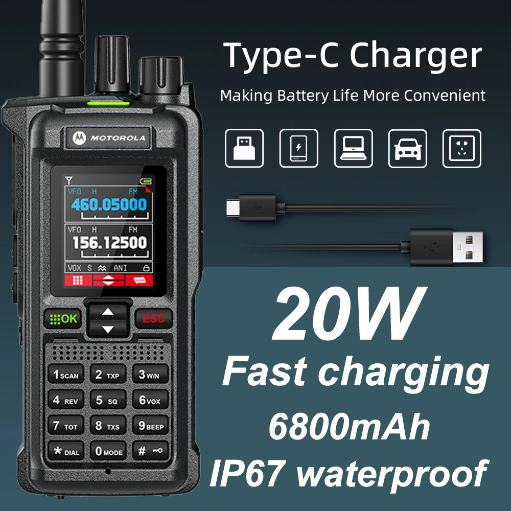 HT MOTOROLA GT12 plus Walkie Talkie Daya tinggi 20watt Radio dua arah Jangkauan 50KM FM/AM Pengisian