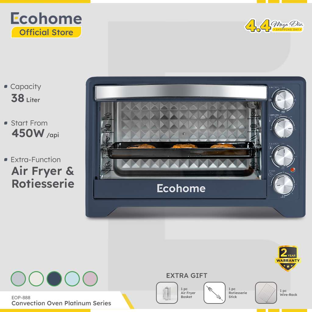 [INSTANT ONLY] ECOHOME Oven Platinum Series EOP888 38L with Air Fryer & Rotisserie Function Low Watt