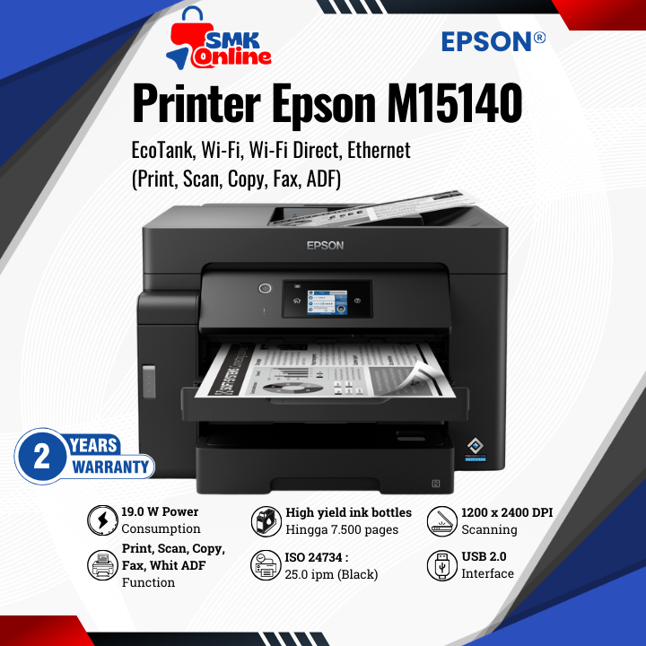 Printer EPSON M15140 EPSON M-15140 M 15140 A3 A3+ Wi-Fi Duplex Monochrome Tinta Pigment Garansi Resm