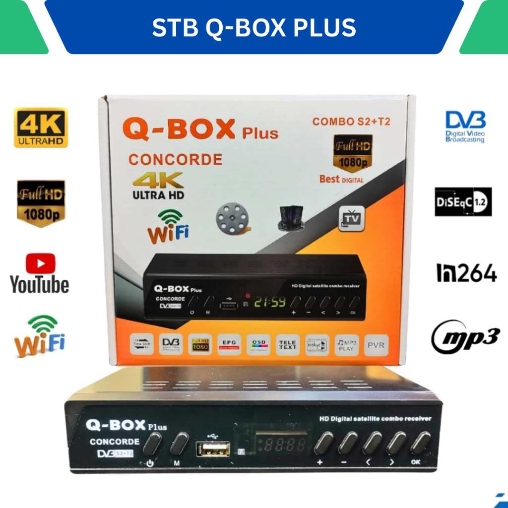 Set Top Box Digital Combo DVB S2+T2 Wifi STB Antena Super HD Support Antena Digital dan Parabola Kab