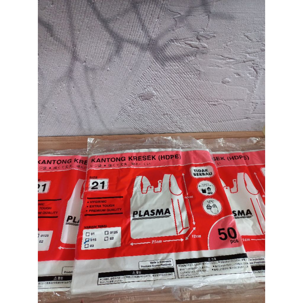 kresek kantong plastik PLASMA 21x40x015 putih