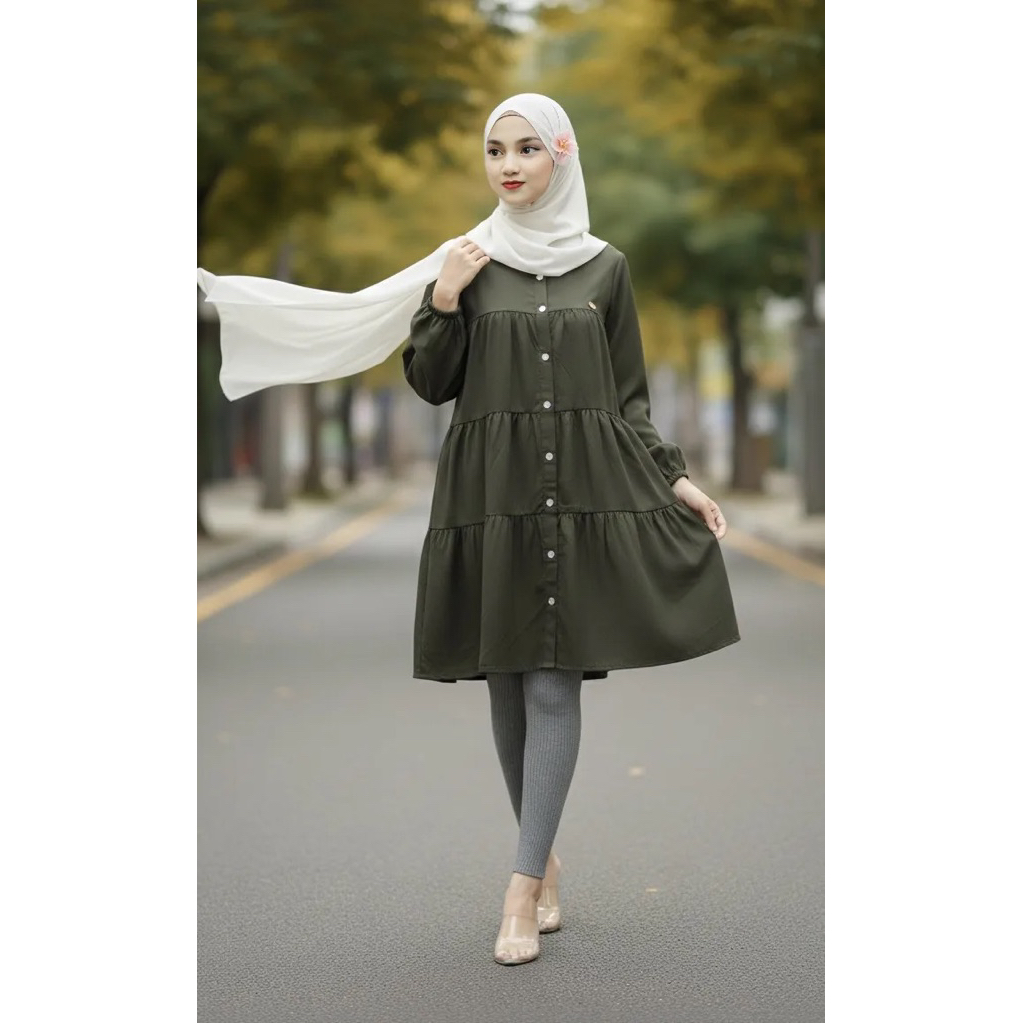 Atasan tunik rempel wanita | kemeja Rempel Susun Rayon Premium - Atasan Busui Friendly Bahan Jatuh &