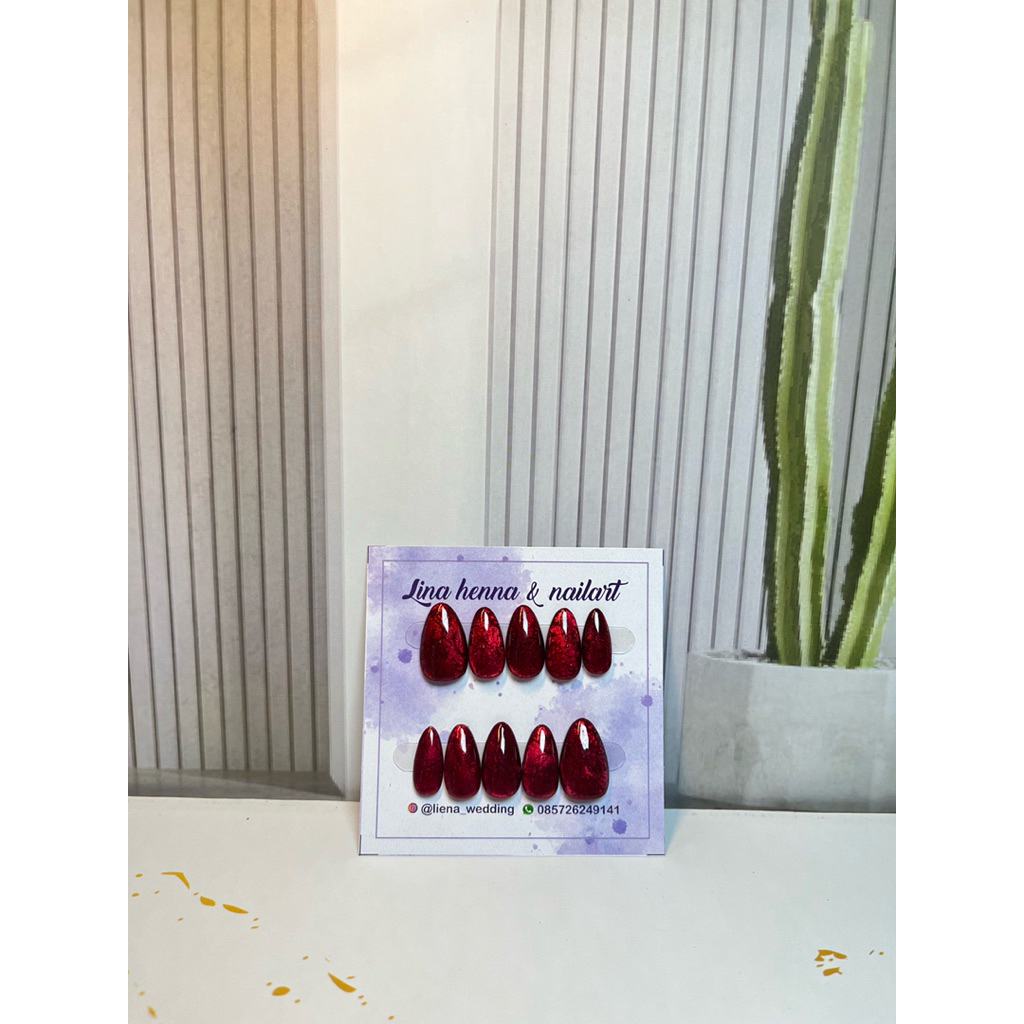 fake nails viral kapas/fake nails wedding/party maroon